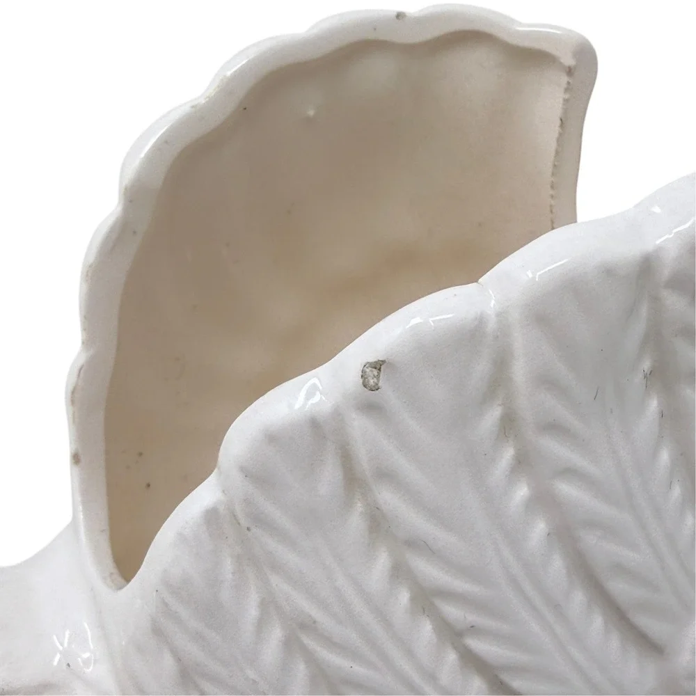 Vintage Swan Planter White Glazed Ceramic Bird Vase Cachepot Cottagecore